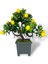 Bonsai Limon Ağacı Dekoratif Yapay Ağaç Yeşil Bonzai 28*23 Cm Siyah Kare Saksıda 1