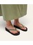 B1039 Dolgu Taban Taşlı Kadın Plaj Günlük Yeşil Parmak Arası Terlik 5