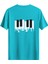 Piyano Baskılı Slim Fit Tişört Bisiklet Yaka T-Shirt Açık Mavi 2