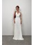 Bağlama Detay Ekru Maxi Elbise 1