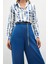 Zincirli Saten Krep Pantolon - Indigo 4