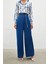 Zincirli Saten Krep Pantolon - Indigo 5