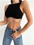 Wear And Wear Kadın Bisiklet Yaka Zincir Püsküllü Fitilli Askılı Crop Bluz 4