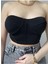 Wear And Wear Kadın Siyah Gloplu Straplez Korse Detaylı Büstiyer Crop Bluz 2