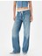 Bol Paça Kot Pantolon Çift Bel Detaylı Pamuklu - Straight Fit Jean 3