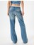 Bol Paça Kot Pantolon Çift Bel Detaylı Pamuklu - Straight Fit Jean 4