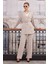 Kruvaze Blazer Ceket Pantolon Takım Bej 7