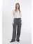 Coool Fitted Basic Düz Düğmeli Uzun Kollu Crop Beyaz Gömlek A0012AX24AU 2