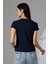 Pis V Yaka Penye Kompakt Likralı Kısa Kol Cepli Basic T-Shirt 21065 Lacivert 4
