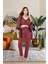 Kadın Dantelli Pamuk Saten Lux Kalite Askılı Pijama Sabahlık Gecelik Set 3 Parça 2