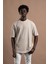Oversize (Bol Kesim) Bisiklet Yaka Örgülü Likralı Kısa Kol T-Shirt 3