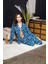 Kadın Pamuk Saten Lux Kalite Desenli Düğmeli Uzun Kollu 2 Parça Pijama Takımı 2