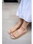 Oslo Bej Düz 4cm Özel Kalın Tabanlı Kadın Terlik 3