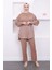 Camel Düğmeli Tunik Pantolon Saten Takım 1