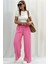 Kadın Salaş Dökümlü Beli Lastikli Palazzo Pantolon 1