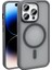 - Apple iPhone 14 Pro Max - Kılıf Magsafe Şarj Özellikli Mat Arka Yüzey Sio Kapak - Gri 1