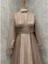 24Y652 Famelin Abiye Elbise Prenses Model Sim ve Pullu - Famelin - 24Y652 - Bej - 48 2