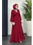 24Y4554 Abiye Elbise Şifon Önü Taş Detaylı - Tane - 24Y4554 - Bordo - 44 1