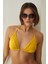 Sarı Ribbed Üçgen Tek Üst Bikini 1
