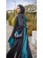 Harika Wear Turkuaz ve Siyah Abaya Ferace 1