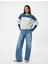 Oversize Sweatshirt Renk Bloklu Bisiklet Yaka Fermuar Detaylı Şardonlu 2
