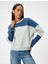 Oversize Sweatshirt Renk Bloklu Bisiklet Yaka Fermuar Detaylı Şardonlu 3