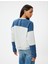 Oversize Sweatshirt Renk Bloklu Bisiklet Yaka Fermuar Detaylı Şardonlu 4
