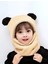 Sevimli Panda Çocuk Kapşonlu Kulaklı Peluş Bere Welsoft Polar Rüzgar Geçirmez Boyunluklu Şapka 2