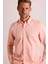 Erkek Turuncu Yaka Düğmeli Slim Fit Keten Gömlek 9