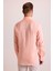 Erkek Turuncu Yaka Düğmeli Slim Fit Keten Gömlek 11