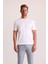 Erkek Beyaz Regular Fit Merserize Pamuk T-Shirt 8