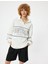 Oversize Sweatshirt Yarım Fermuarlı Kolej Baskılı Şardonlu 3
