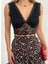 Wear And Wear Kadın Siyah V Yaka Kalın Askılı Dantel Büstiyer Astarlı Güpür Bralet Crop 3