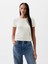 Kadın Kırık Beyaz Modern Fitilli Crop T-Shirt 1