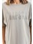 Unisex Taş Desenli Oversize T-Shirt - Gri 2