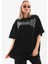 Unisex Taş Desenli Oversize T-Shirt - Beyaz 1