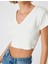 Crop Viskon Tişört V Yaka Kısa Kollu Slim Fit 5