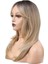 Katlı Kesim Özel Kahküllü Düz Kanekalon Fiber Sentetik Orta Boy Peruk / Kahve / Platin Ombre ve Röfleli / (LISINYA175) 2