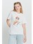 Pamuk Oversize Fit Bol Kesim Baskılı Bisiklet Yaka Tişört 3