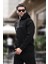 Siyah Kapüşonlu Nakış Detaylı Cepli Erkek Sweatshirt 7066 2
