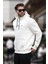 Ekru Kapüşonlu Nakış Detaylı Cepli Erkek Sweatshirt 7066 3