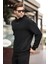 Siyah Kapüşonlu Cep Detaylı Nakışlı Erkek Sweatshirt 7050 1