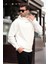 Ekru Kapüşonlu Cep Detaylı Nakışlı Erkek Sweatshirt 7050 1