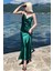 Mad Girls Yeşil Uzun Saten Elbise MG1408 3