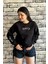 Siyah Renk Sorry Baskılı 3 Iplik Unisex Sweatshirt 1