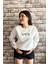 Beyaz Renk Sorry Baskılı 3 Iplik Unisex Sweatshirt 1