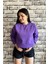 Mor Renk Baskısız 3 Iplik Unisex Sweatshirt 1