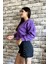 Mor Renk Baskısız 3 Iplik Unisex Sweatshirt 2