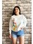 Beyaz Renk Baskısız 3 Iplik Unisex Sweatshirt 1