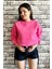 Fuşya Renk Baskısız 3 Iplik Unisex Sweatshirt 1